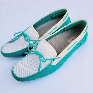 Swims Women's Turquoise & White Lace Loafer Water Shoes - 39.5 (US 8.5)